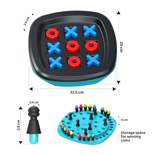Image of FLYI 2-in-1 BIS Certified Non-Toxic Plastic Board Game XOX Tic Tac Toe and Memory Chess 2 Player Brain Strategy Puzzle Game for Kids Boys Girls Indoor Family Educational Birthday Return Gift Ages 3+