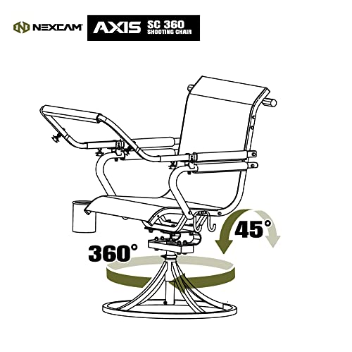 Nexcam® Axis Sc 360 Shooting Chair. First Of Its Kind Dual-Axis Swivel And Tilting Shooting Chair With Rail. Patent Pending #TOP4