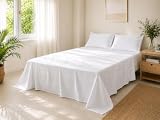 Jomy Juego de sabanas 150 x 190/200 cm Algodon de 300 Hilos Blanco sábana encimera + sábana Bajera Ajustable + 2 Fundas de Almohada 50 x 75 cm 100% Algodon Blanco sábanas Frescas
