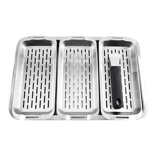Grill, Barbecue Cooking Basket Set | Rectangular Low Edge Flat Bottom for Shrimp, Vegetables, Meats – Ideal for Beach, Picnic, Family Dining and Cooking