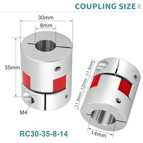 8 mm bis 14 mm Aluminium Plum Flexible Wellenkupplung, D30 L35 Flexible Kupplung Klauenkupplung für 3D-Drucker CNC-Maschine und Servostufenmotor
