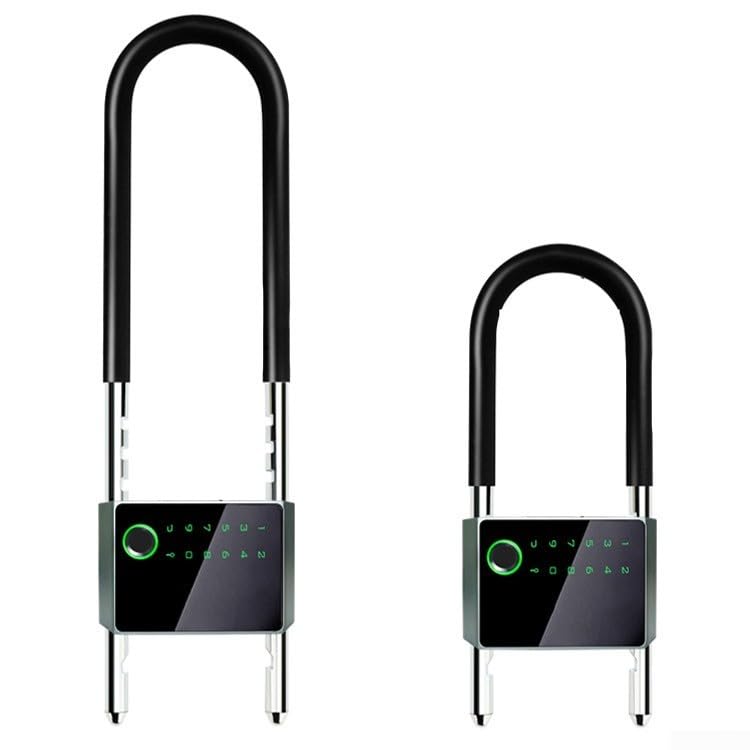 Candado inteligente impermeable en forma de U, capacidad de 100 huellas dactilares y 30 juegos de contraseñas, y desbloqueo NFC, para control de aplicación Tuya, IP65 resistente al agua (430 mm)