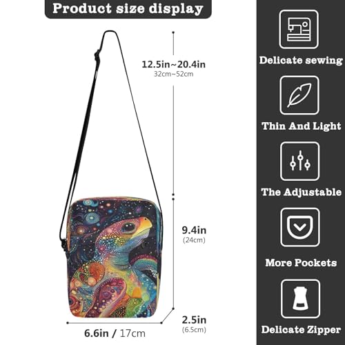 Crossbody Bag Colorful Sea Turtles Messenger Bag for Women Men Purse Shoulder Bag Satchel Bag with Adjustable Strap 214B93673
