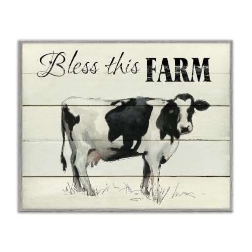 Bless This Farm Grazing Dairy Cow, 16 x 20 Inch Framed Giclée Print