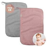 Asciugamani Bambini Asilo - Set 2 Pezzi, Cotone Spugna, 35x23 Cm, Con Gancio (Turchese/Grigio) - Foto 12