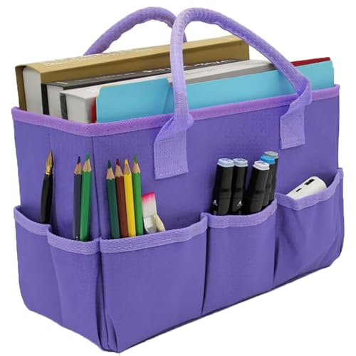 ITODA Artist Tote Bag Desktop File Folder Stationery Organizer Caddy Craft Pack School Art Tool Storage Organizer Garden Tote Bag with Handle for Pen Book Notebook Office Supplies