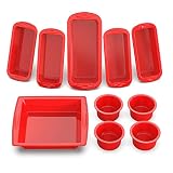 SILIVO 10-Piece Silicone Baking Pans Sets - Nonstick Silicone Bakeware Set with Bread Pan, Square Ca
