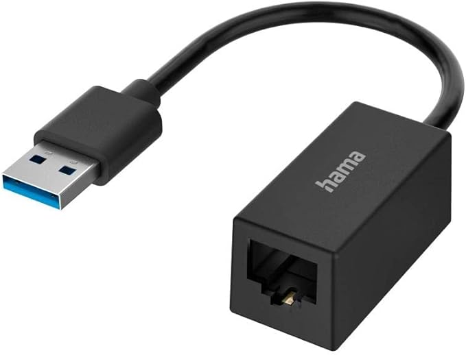 HAMA | Adaptador de Red con Conector USB 3.0 y Conector RJ45 (para Transferencias de Datos Gigabit Ethernet de hasta 1 Gbps, Compatible para Internet de Alta Velocidad) Color Negro