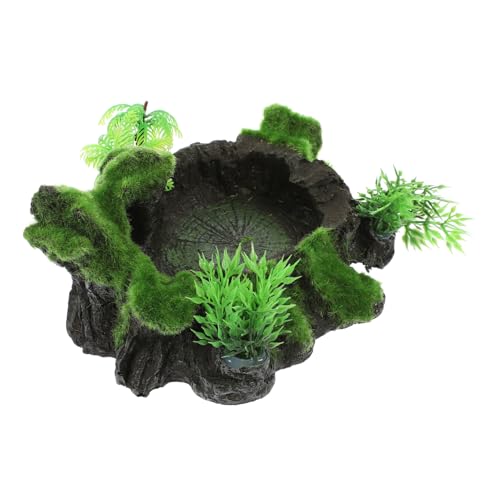 Abaodam 魚の水槽の装飾的なビロードの木 爬虫類の餌皿 使用ウォーターボウル 天然爬虫類ボウル 使用皿 テラリウム水皿 樹脂ボウル スナックアクセサリー 合成樹脂