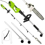 Elagueuse sur perche électrique 900W - 2 rallonges de 50cm - Embout élagueuse - Longueur total 3,04m - Longueur de coupe 18cm