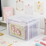 Find Scrapblooms Greeting Card Storage & Organizer Box with 6 Removable Dividers for Holiday Birthday Get Well Cards Photos, Crafts, Scrapbooking(Clear)