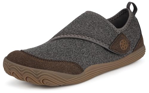 Diabetic Slippers for Men Women Wide Width Adjustable Walking Shoes with Arch Support Orthopedic Arthritis Edema Swollen Comfy Slip-on Barefoot House Shoes Zero Drop Sole Coffee