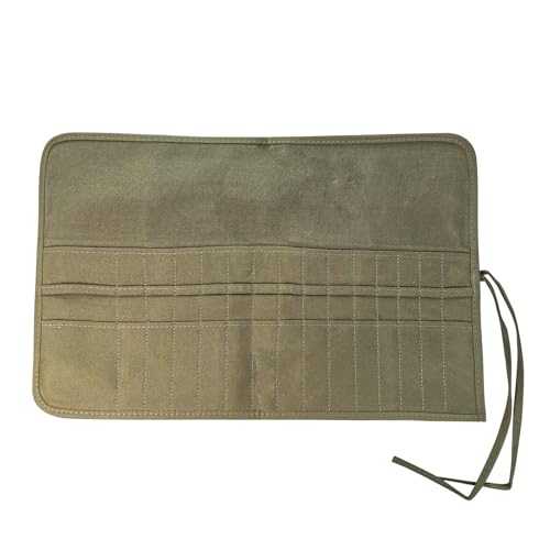 Flylin 30 Fächern Stifterolle Rollmäppchen, Leinwand Pinseltasche Stifteetui Rolle Stiftehalter aus Segeltuch, Leinwand Stifterolle Pinsel Etui Case für Stifte Aquarellstift Gouachestift (Grün)