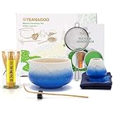 TEANAGOO Matcha Kit Bleu 7 pièces, Fouet Matcha, ensemble pour préparer un latte au matc...