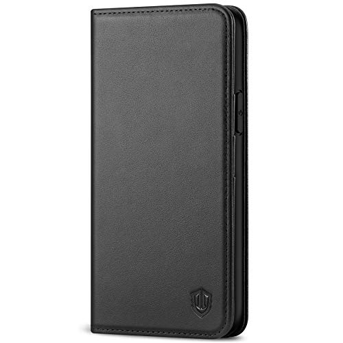 SHIELDON Genuine Leather Auto Sleep Wake RFID Blocking Wallet Case with Viewing Stand and Card Slots, TPU Shockproof Protective Cover Compatible with iPhone 11 Pro (5.8