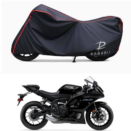 Image of Waterproof Bike Body Cover Compatible for | Yamaha R7 STD | Taffeta Fabric, Red Piping Design, Bottom Elastic Fit | Dustproof, Sun UV & Rain Protection for All Bikes