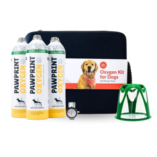 Dog Rescue Oxygen Kit – Portable Oxygen Supply for Pets for Transport and Rescue – Oxygen, Mask, Regulator, Tubing & Travel Case Included (33+ lbs)