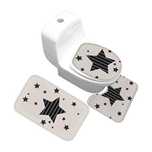 Badematte Set Dreiteilige Badezimmer Flanell Star Moderne Einfachheit rutschfeste Bodenmatte U-förmige Fuß Pad WC…