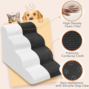 Dog-Stair-for-High-Bed-20-Inch-Height-Pet-Steps-Stairs-Steps-Foam-Dog-Step-Ramp-for-Couch-Sofa-Bed-Dog-Slope-Foam-Ladder-for-Pets-with-OldInjured-Legged-Free-Lint-Roller-Set-Black - Cucciolini Doodles   Dog-Stair-for-High-Bed-20-Inch-Height-Pet-Steps-Stairs-Steps-Foam-Dog-Step-Ramp-for-Couch-Sofa-Bed-Dog-Slope-Foam-Ladder-for-Pets-with-OldInjured-Legged-Free-Lint-Roller-Set-Black