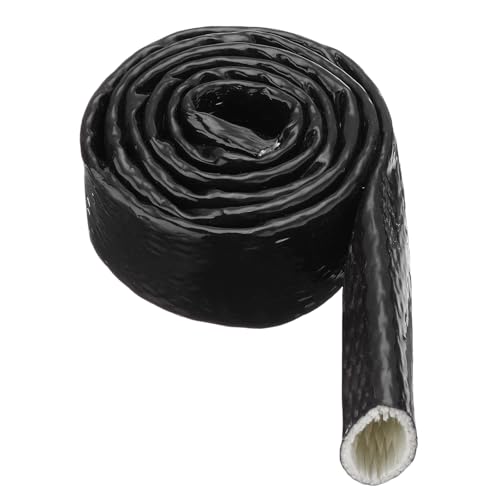 Image of MECCANIXITY 1-3 /16 inch ID 5ft Heat Shielded Fire Sleeve Silicone Coated Fiberglass Tape, for Automotive Hose Lines Wires Electrical Wiring, Black