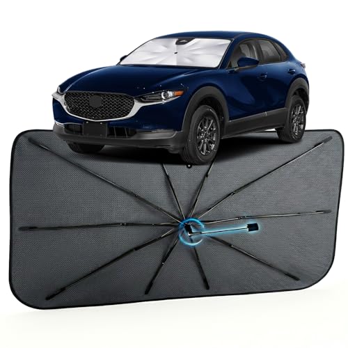 Image of Car Windshield Sun Shade for Mazda CX-30 2019-2026 -[Reflective Coated Fabric] Sunshade Umbrella for Front Window, Car Shades Sun Visor Keep Car Cool and Protects Interior, 1:1 Exact Fit