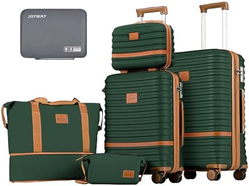 Joyway Luggage Set 3 Piece Suitcase Sets, Expandable Carry on Luggage with Spinner Wheel, Hard Shell Luggage Set with TSA Lock, Black brown, 4 piece set (13/20inch), Hardside Expandable Travel Laggage 15
