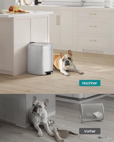 SONGMICS Mülleimer Küche, 20 Liter Tretmülleimer, Edelstahl, Softclose – Ansicht 3