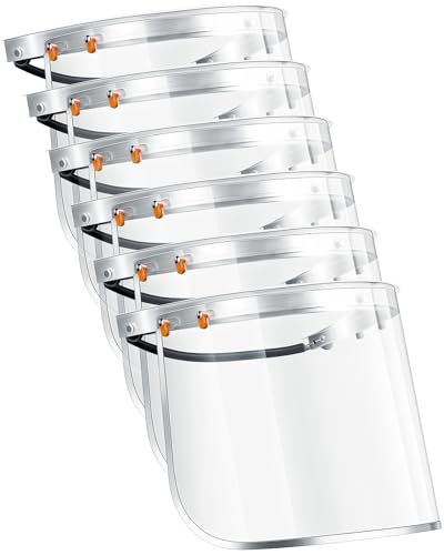 Zonon 6 Set Aluminum Face Shield Adapters Include Aluminum Cap Style Hard Adapters and Safety Replacement Visors Clear Face Shield (Faceshield Visors)