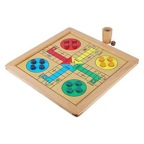 Shriji Crafts Handmade Classic Wooden 2 in 1 Ludo Magnetic Snakes and Ladders Travel Board Game for Kids and Adults Fun Game, Size - 12 x 12 / 31 x 31 CMS Made in India (Ludo - Pine)