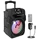 Pyle PA Lautsprecher Bluetooth, Musikbox, Partybox, Karaoke Maschine 400W, 8 Subwoofer, 4 Ohm/55-20kHz, USB/MP3/FM-Radio/ 6,35mm Mikrofoneingänge, Mehrfarbige LED Party Lichter, Akku & Fernbedienung