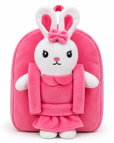 Image of Cartoon Plush Kids School Bag 2-6 Years | Soft Toy Backpack for Boys & Girls | Toddler Nursery Preschool Bag | Lightweight Adjustable Straps