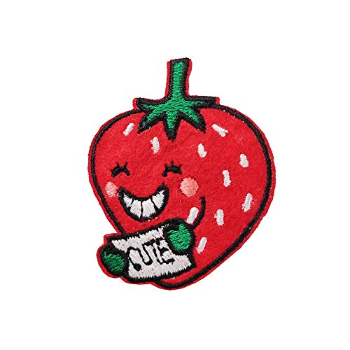 Cute-Patch Cute Strawberry Mini Embroided Iron On Patch Sew On Applique Fruit Food Patches Small Size #TOP9