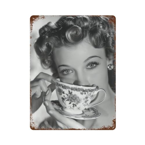 Décoration murale rétro Pinup Hair Rollers plaque métal vintage 40x30 cm pour boutique