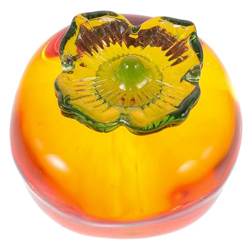 ABOOFAN Crystal Persimmon Figurine, Artificial Persimmon Statue Glass Fruit Figurine Collectible Paperweight Glass Fruit for Table Centerpiece Decoration