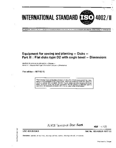 ISO 4002-2:1977, Equipment for sowing and planting - Disks - Part 2 ...