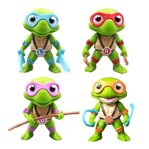Image of Blue Aura Cartoon Turtle Action Figure Set of 4 Height- 8cm Multicolour PVC | Cartoon Turtle ML