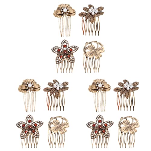 LALAFINA 12 Piezas de Perlas Delicadas con Peine Floral Francés en La Cabeza: Tocado de Metal con Decoración de Flores Laterales Vintage Y Clips de Perlas Inserto para El Cabello Hermosas Cover