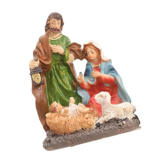 SUMMITDRAGON Statua dettagliata della Sacra Famiglia Resine Decorazioni per la casa di Natale Decorazioni per il desktop Presepe Religioso Figurine Mensola Ornamento Regalo Religioso Natale