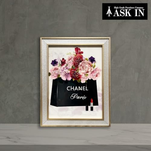 クリスタルアート おしゃれ 35x45cm アート 香水 コロン ブランド 花 フラワー 薔薇 ローズ アートパネル 絵 おしゃれ キラキラ 水晶絵 リビング 玄関 寝室 プレゼント サロン カフェ 誕生日 女性 お祝い 新築 ギフト アスクイン ASK IN トゥインクル ローズギフト