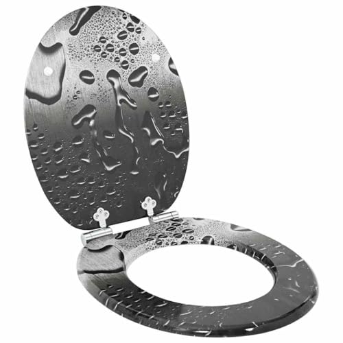 vidaXL Asiento de inodoro de cierre suave Gris 44 x 38 cm, Baño moderno, tapa de inodoro elegante, cierre suave, accesorio MDF, diseño cómodo y silencioso