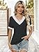 EyMuse Womens T Shirts Short Sleeve Basic Tees V Neck Fashion Going Out Tops Loose Fit Tunic True Classic Tees Casual Summer Beach Vacation Clothes 2026 Black, XL