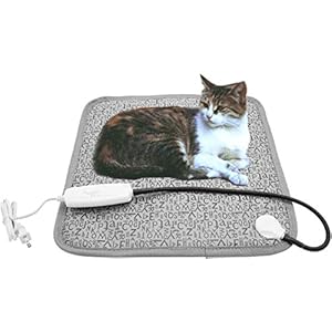 Pet Heating Pad, Dog Cat Electric Heated Blanket Mat, Temperature Warming Cushion Bed with Anti Bite Tube