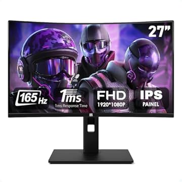 Monitor Gamer Curvo 27" HDR Full HD IPS 165Hz 1ms HDMI DisplayPort USB AMD Nvidia G-SYNC FreeSync