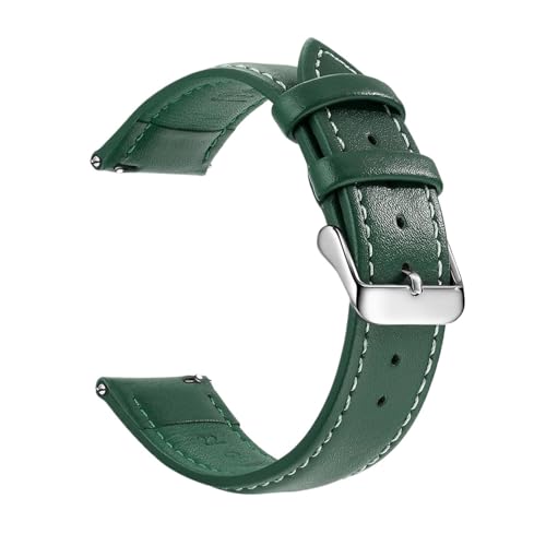 [KKTHRFFKK] Genuine Leather Watch Band Quick Release 18mm/20mm/22mm Straps For Men And Women Watchband(Green White Silver,20mm)
