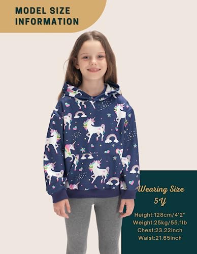 Image of WELAKEN Girls and Toddlers' Pullover Printed Hoodie Sweatshirt with Kangaroo Pocket