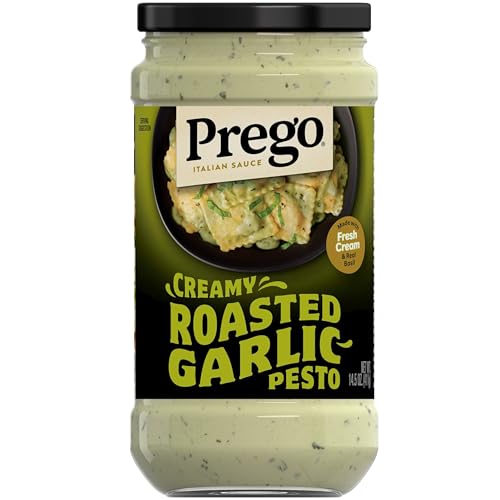 Prego Creamy Roasted Garlic Pesto Pasta Sauce, 14.5 oz Jar