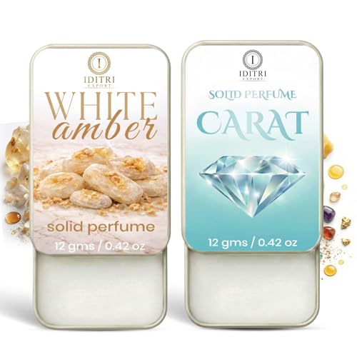 Image of IDITRI EXPORT Solid Perfume |Carat&White amber Alcohol Free Wax Perfume Balm, Long Lasting | Pocket Tin 12g, Pack Of 2| Non Greasy Smooth Glide, Travel Friendly Men And Women