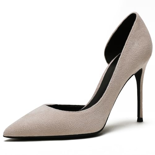 Talons aiguilles 10cm en faux daim de qualité supérieure avec une découpe latérale