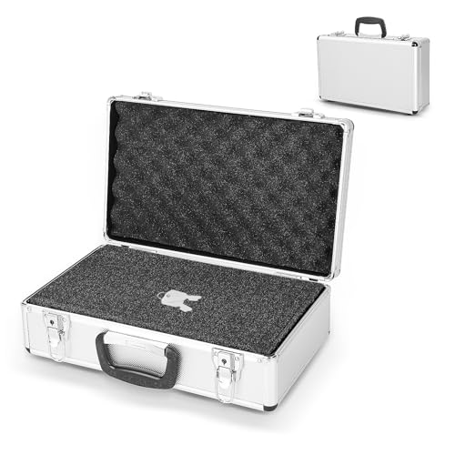 Lockable Large Aluminium Flight Case with Key, Waterproof Camera Storage Box 400x240x125mm - Durable, Portable, and Secure