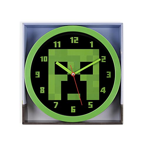 Minecraft Wall Clock, Green & Black, One Size
